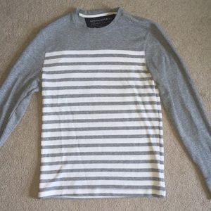 Grey and white striped Banana Republic long sleeve